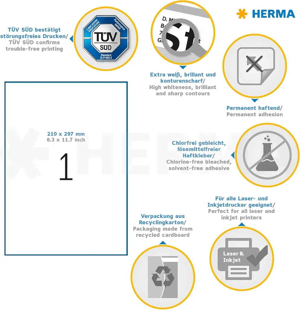 Acquista Herma 4631: Etichette A4 Premium 200 pz - Alta Qualità! - 11