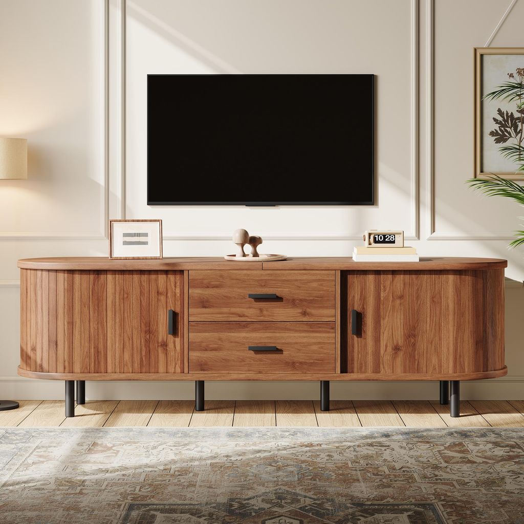 Merax TV Lowboard mit Schiebetüren, 160 cm Fernsehtisch mit Produktbild 