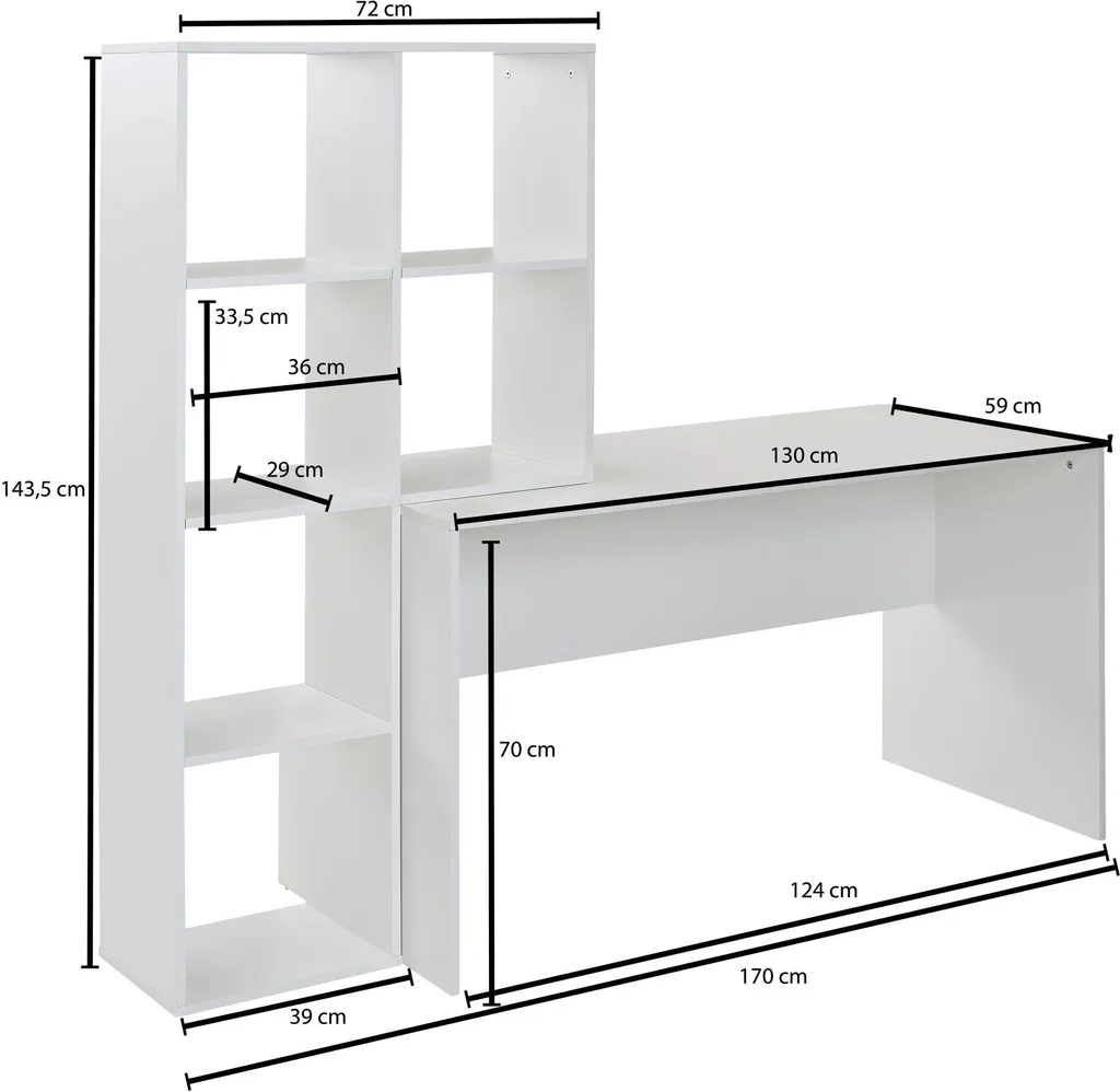 Table d'ordinateur avec rangement Blanc 170 cm Bureau Home Office