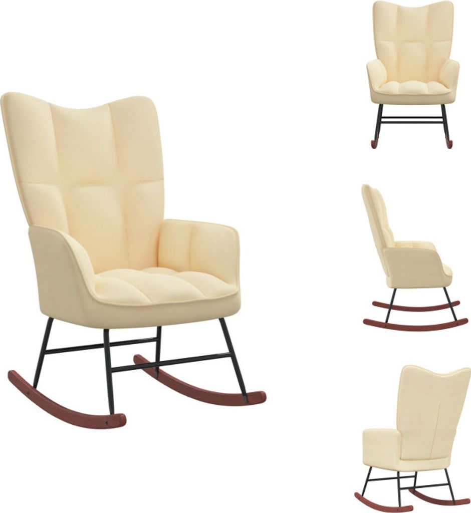vidaXL Schaukelstuhl Samt Creme - Schaukelstühle