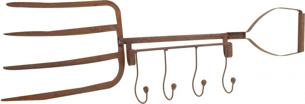 Hakenleiste Edelrost Deko Heugabel 4 Haken Wanddeko Gartendekoration Balkon 62cm