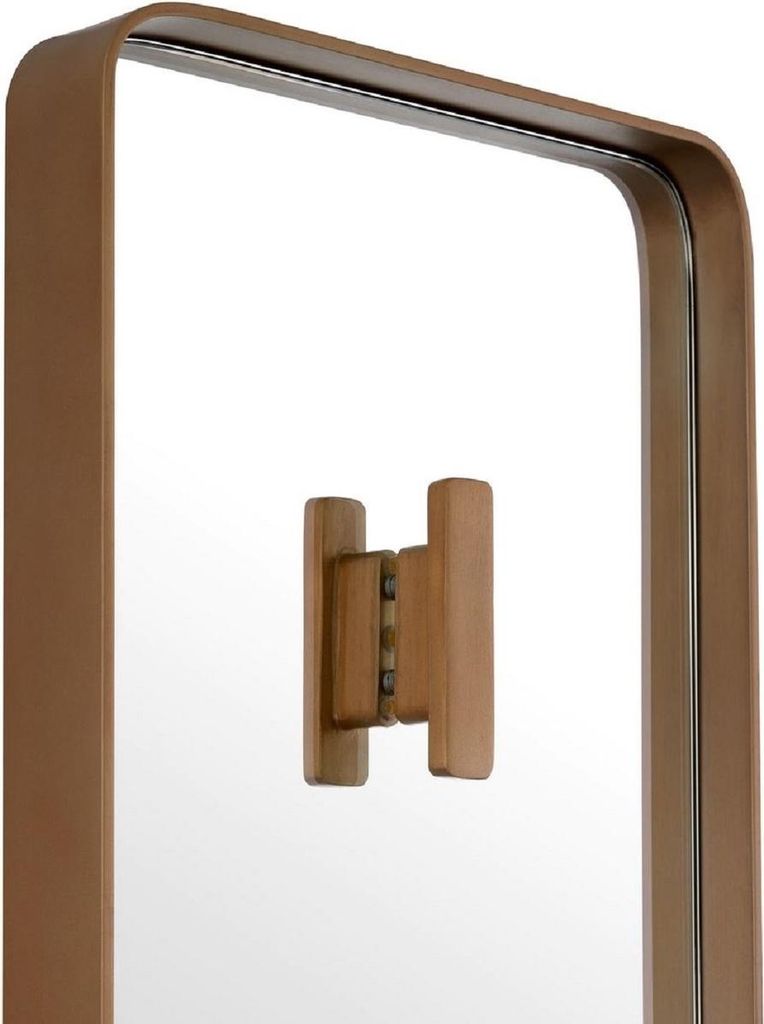 Casa Padrino Luxus Wandspiegel Messing 30 x 5 x H. 160 cm - Rechteckiger Spiegel mit Kleiderhaken - Wohnzimmer Spiegel - Schlafzimmer Spiegel - Gar...