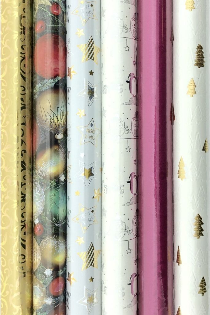 Christmasworld Geschenkpapier – Weihnachtspapier für Weihnachten K436 – 300 x 70 cm – 6 Rollen