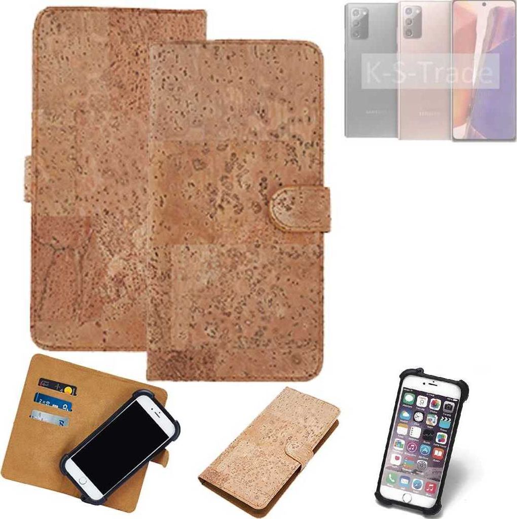 K-S-Trade Hülle kompatibel mit Galaxy Note 20 LTE Kork Handyhülle Cover Schutzhülle TPU Case Bumper in Hellbraun, (1x)