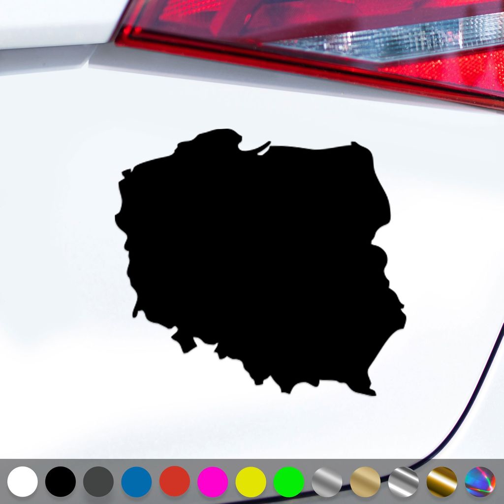 PantherPixel Polen Aufkleber Umriss Karte Kontur Polska Sticker Auto Geschenkidee Farbe Schwarz