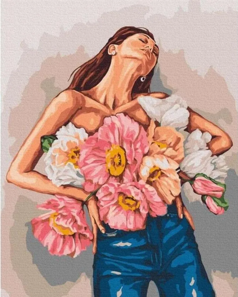Peinture par numéros Fille 40x50cm - Kit complet avec toile et pinceaux