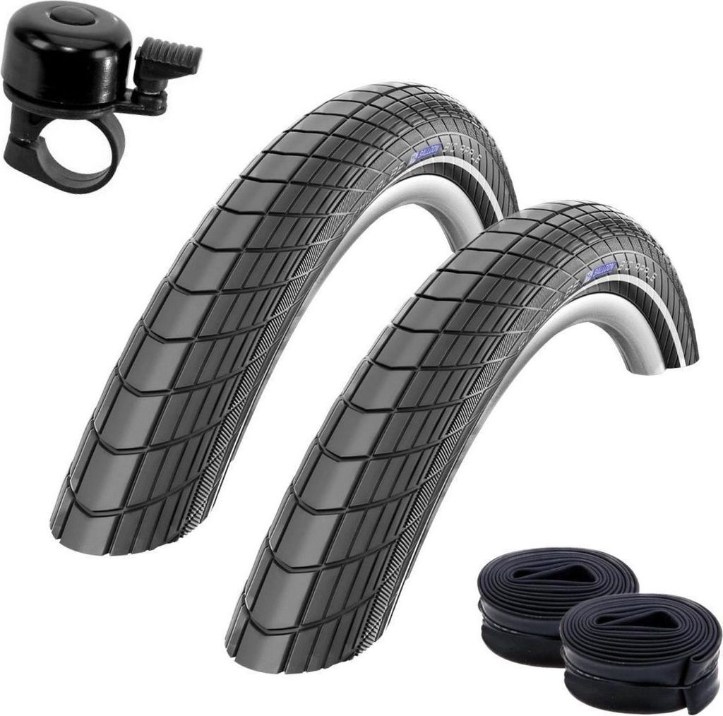 2 x Schwalbe Big Apple RaceGuard Fahrradreifen E-25 Fahrradmantel Decke mit Reflexstreifen 50-559 (26 x 2.00") + 2 Schwalbe DV13 Schläuche inkl. F...