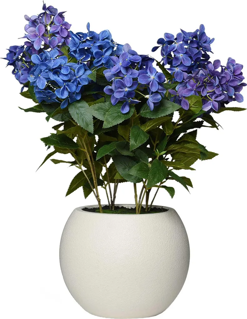 VIVANNO Ortensia Blu Artificiale con Vaso 60x60 cm - Decorazione Realistica - 1