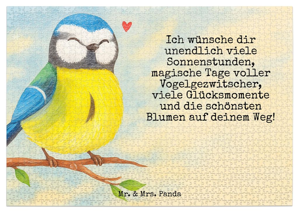Mr. & Mrs. Panda Puzzle Vogel Blaumeise Design 1500 Teile - Weiß - Geschenk, Frühling, 2000, Legespiel, 1000, Puzzlespiel, Ostergeschenke, Ostern...