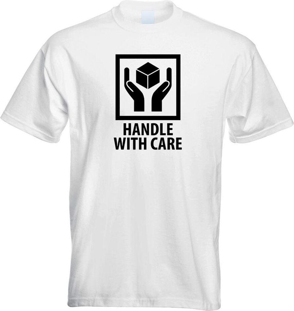 Kiwistar - T-Shirt - Weiss - Handle with Care Paket Motiv Bedruckt Funshirt Design Print - mit Motiv Bedruckt - Funshirt Design - Sport - Freizeit ...