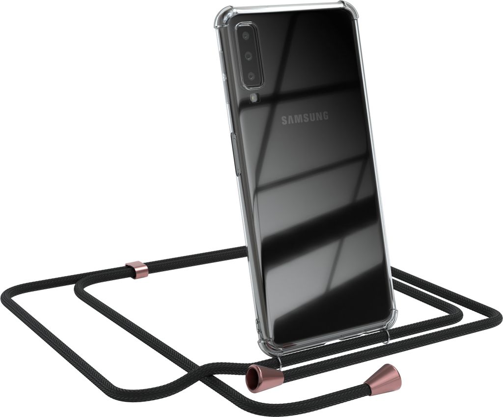 EAZY CASE Handykette kompatibel mit Samsung Galaxy A7 (2018) Kette, Handyhülle mit Umhängeband, Handykordel, Schutzhülle, Kette, Silikonhülle, ...