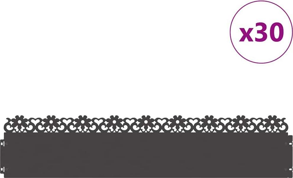 Langlebige Rasenkanten 30 pcs - Montage erforderlich - Schwarz 103 x 0,05 x 22cm Stahl - Möbel813620 - Zaunzubehör