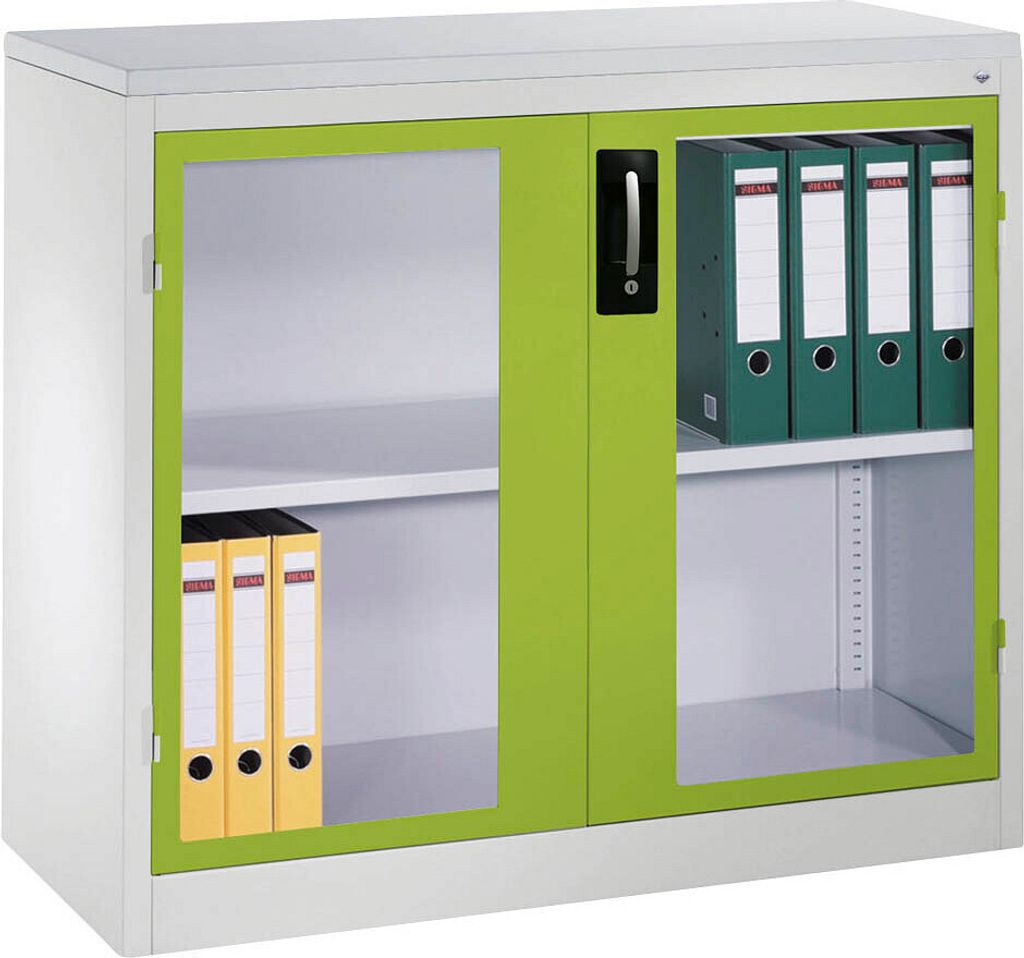 CP Stahlschrank 8831-055/1060-80 lichtgrau, viridingrün, Acrylglas 120,0 x 50,0 x 100,0 cm