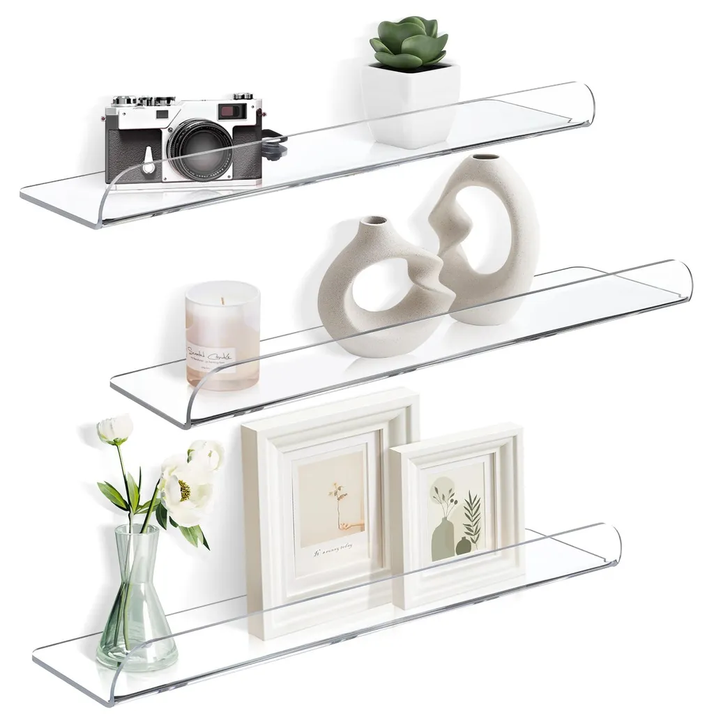 Étagère suspendue robuste 40cm - Design transparent invisible moderne