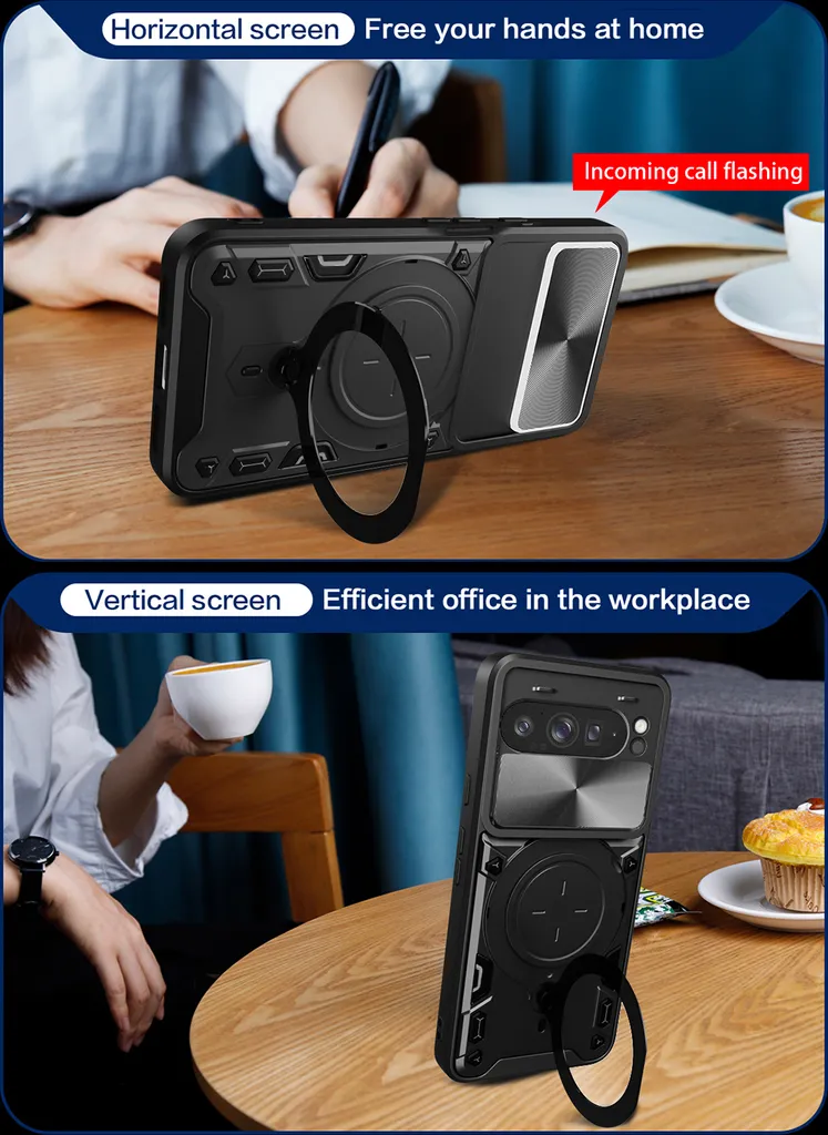 Cover Google Pixel 10 Pro XL con Ring Stand Argento per Outdoor - 5