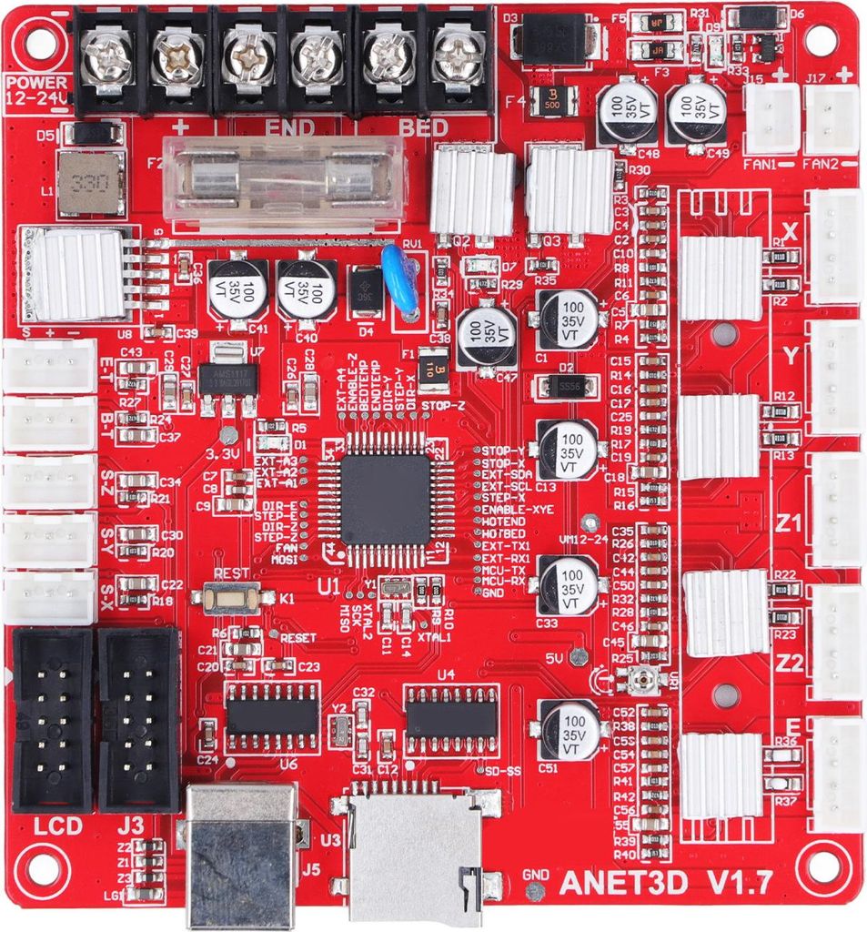 Hauptplatine für Anet E12 3D-Drucker, Desktop-Drucker-Motherboard-Steuerplatinenmodul 12–24 V