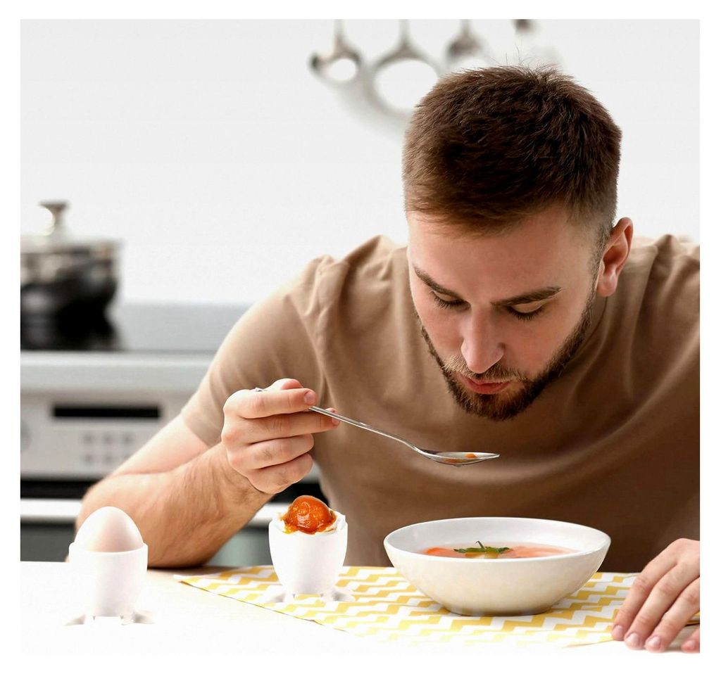 6 Stück Eierbecher aus Porzellan, Eierständer für jeden Frühstückstisch, Ostergeschenke, Eierständer für hart und weich gekochte Eier, weiß