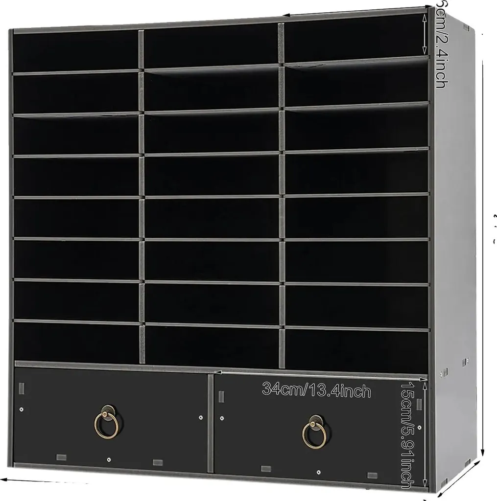 Organiseur pour livres 24 compartiments structure PVC rigide noir