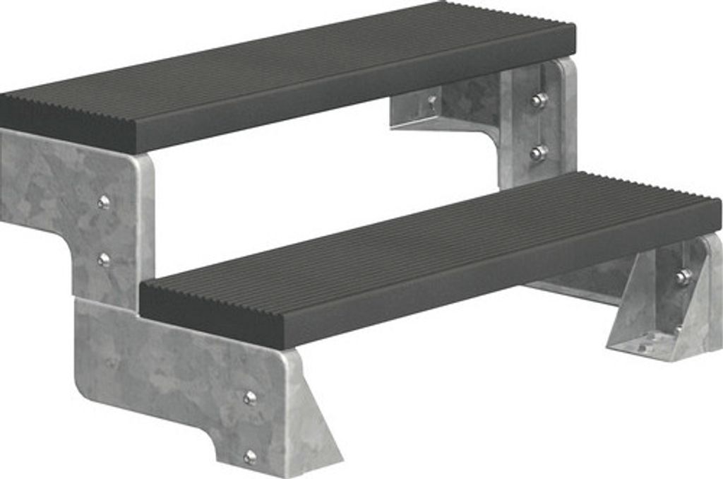 Aussentreppe Pertura Tallis ohne Geländer 2 Steigungen Trimax 80 cm anthrazit