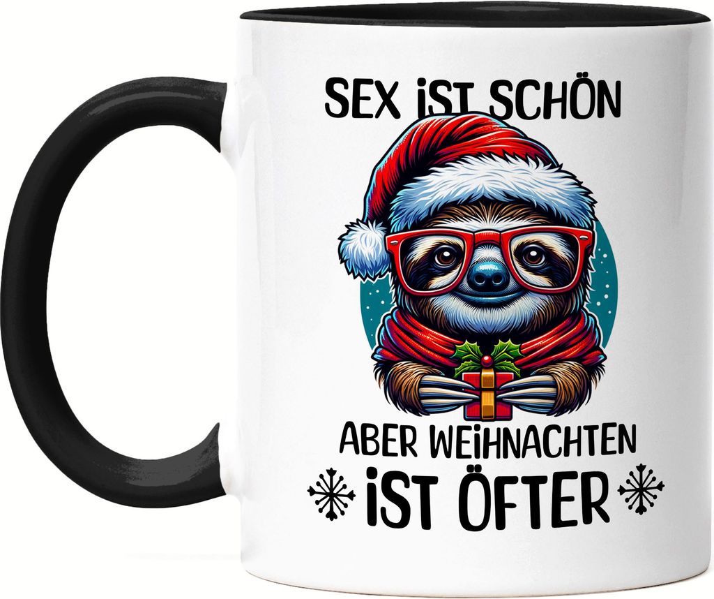 Sex ist schön aber Weihnachten ist öfter Tasse schwarz Weihnachten Weihnachten Lustig Geschenk Humor