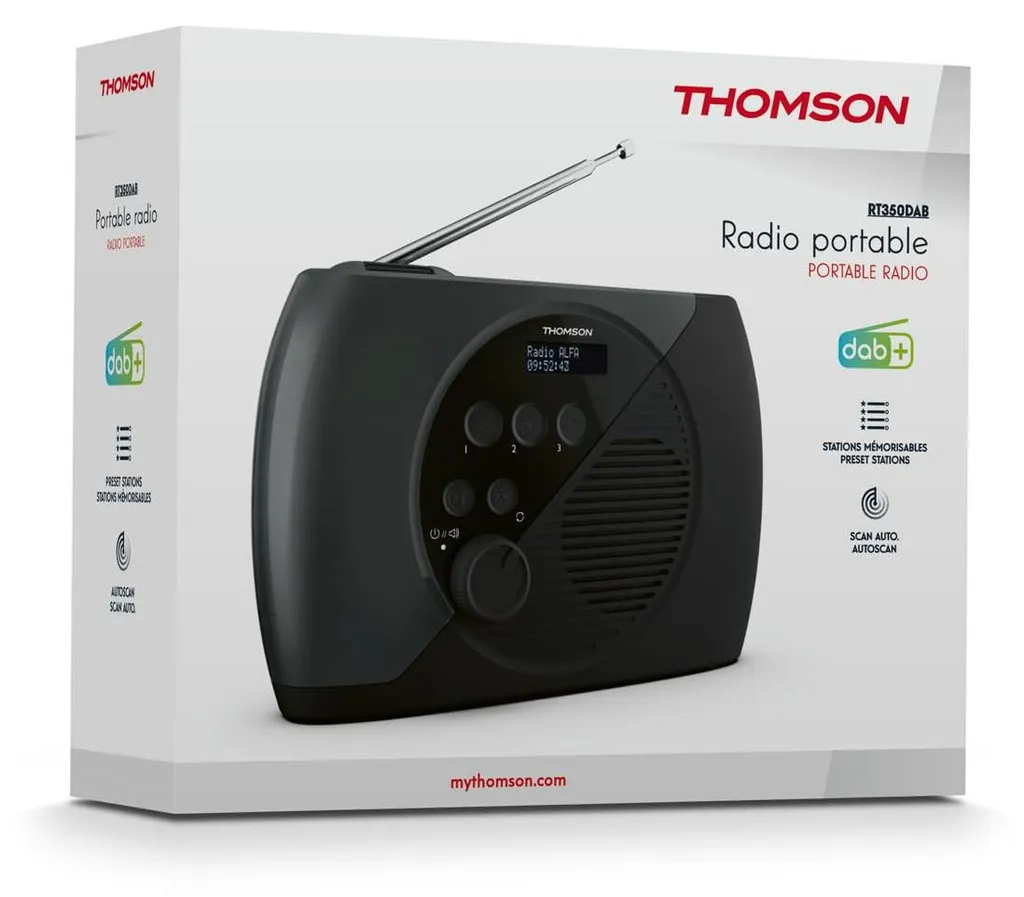 Radio numérique DAB+ et FM Thomson RT350DAB noire avec enceinte Bluetooth