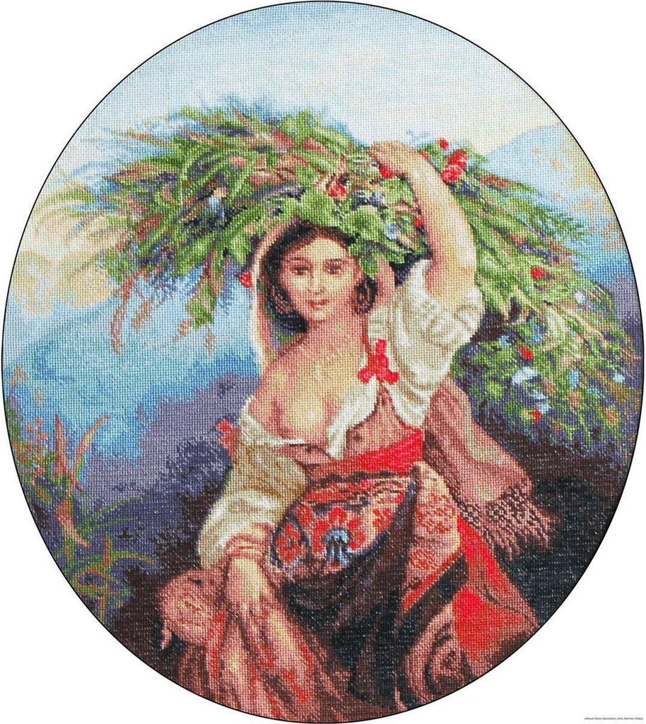 Luca-S Kreuzstich Set "Italienisch mit Blumen", Zählmuster, 37x42cm