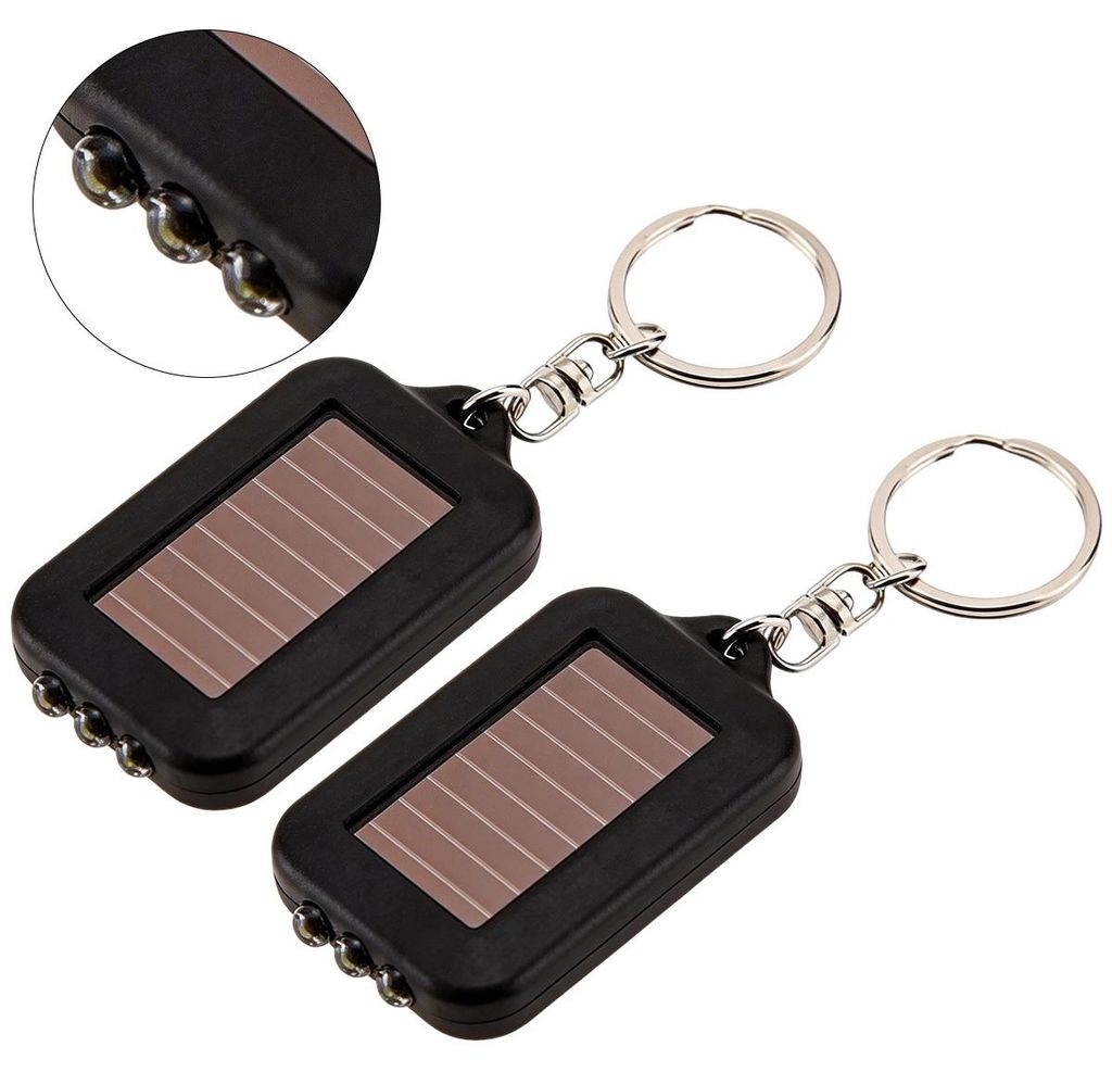 2 Stück Multifunktionale Mini Taschenlampe – Schlüsselanhänger LED-Taschenlampe, Reise-Lichtwerkzeug, Solarladung Funktion