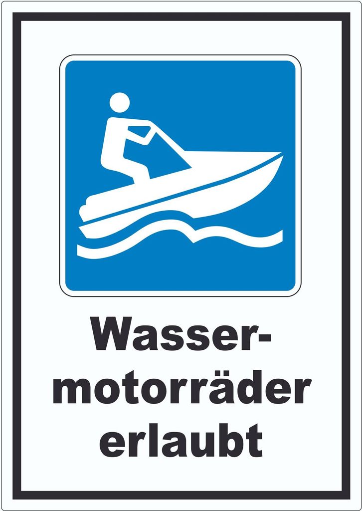 Jetski fahren erlaubt Symbol und Text Aufkleber A3 (297x420mm)