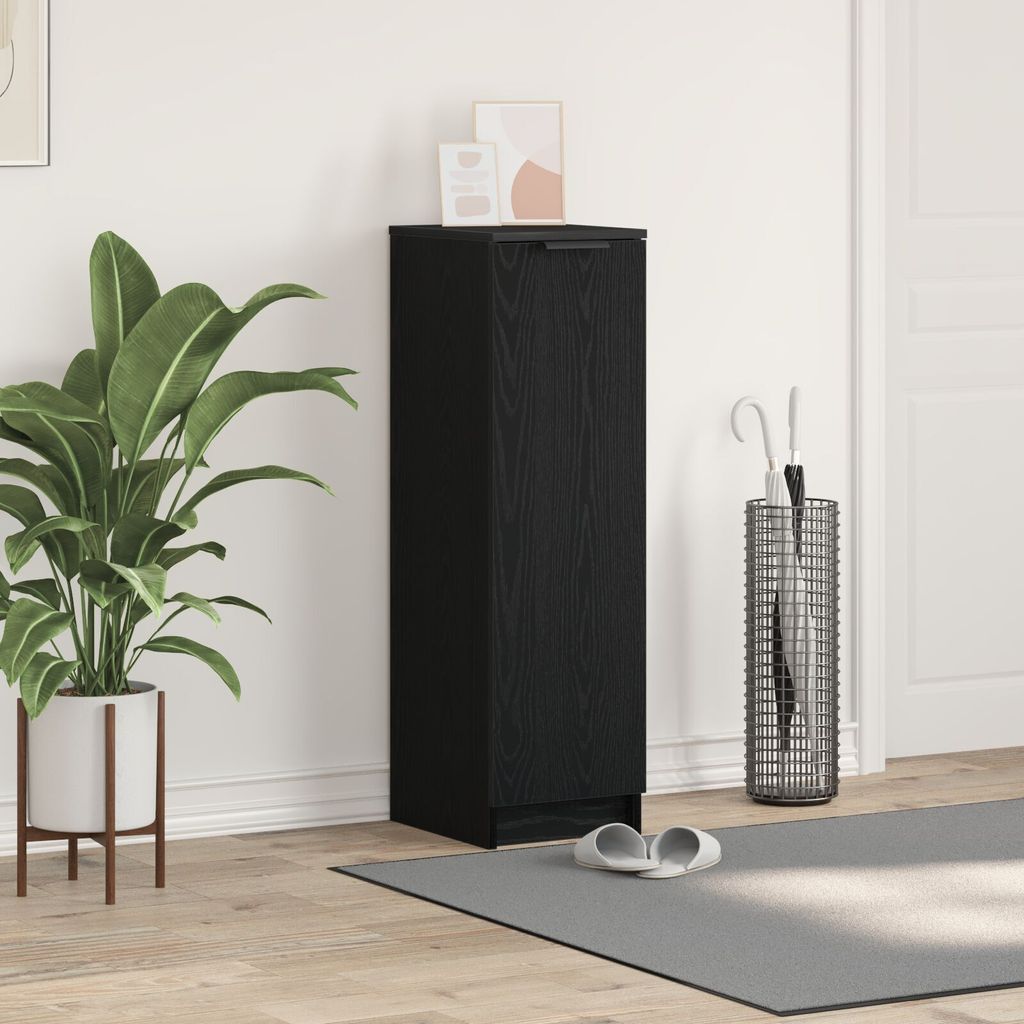 Möbel Schuhschrank Schwarz Eiche 29,5x35x100,5 cm Holzwerkstoff - Nachttische & -schränke 862101