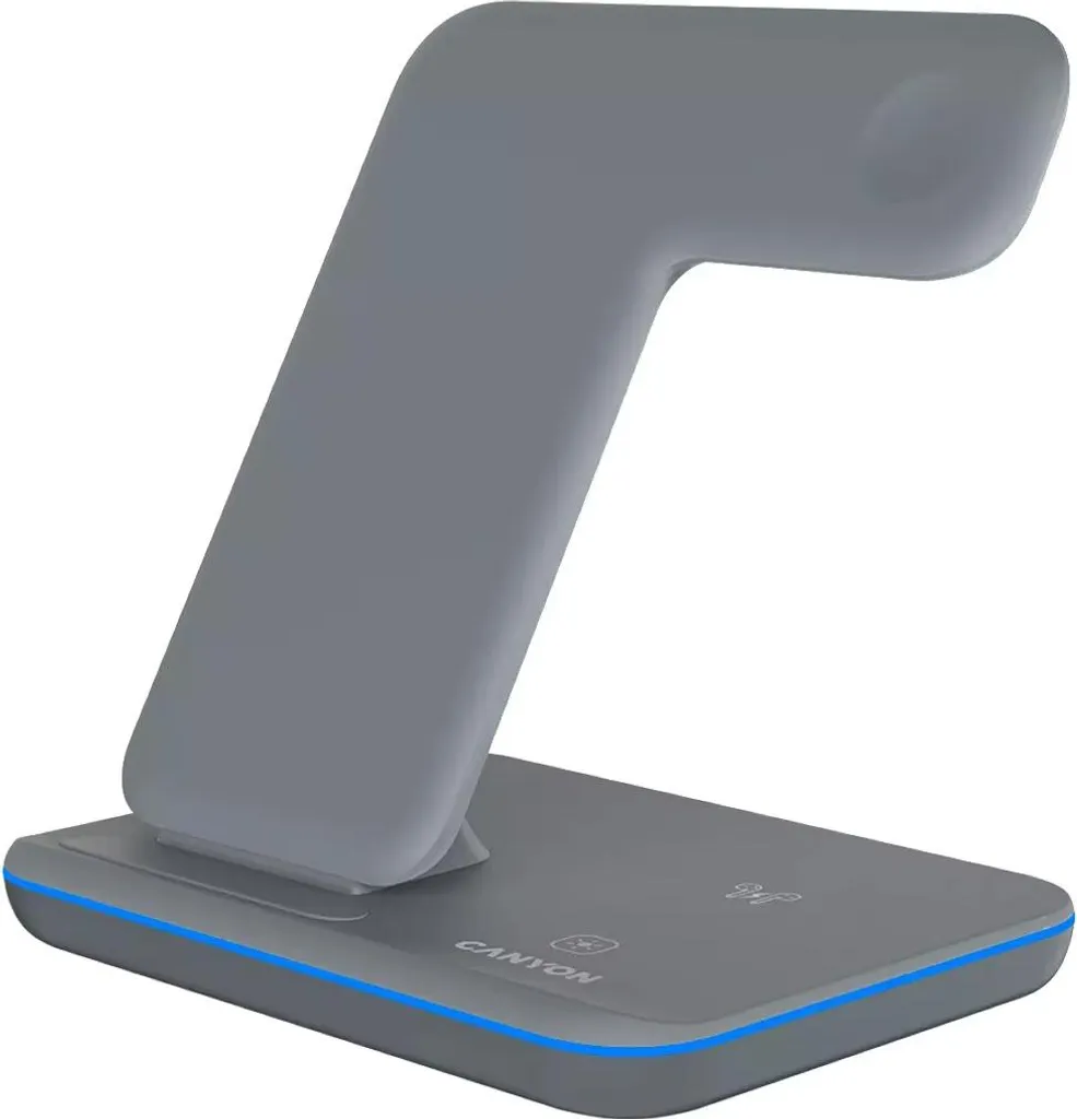 Support de charge sans fil 3-en-1 Canyon WS-303 Gris pour organiser votre bureau