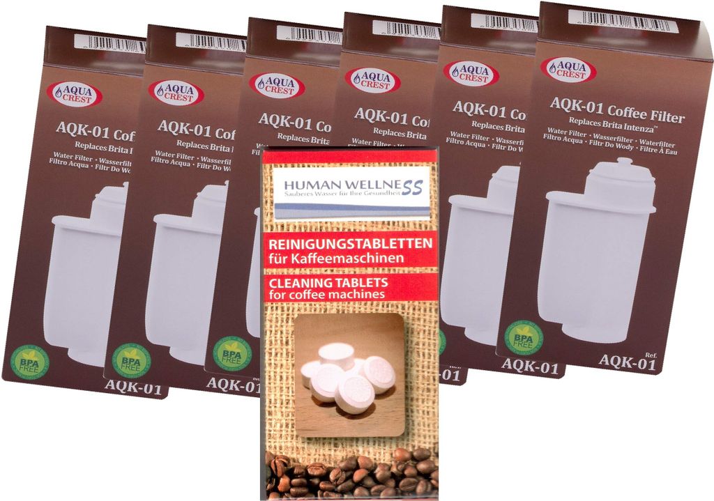 6 x Patrone AQK-01 ersetzt SIEMENS BRITA Intenza TZ 70003 EQ.8 EQ.7 TK7 + 10 Reinigungstabs