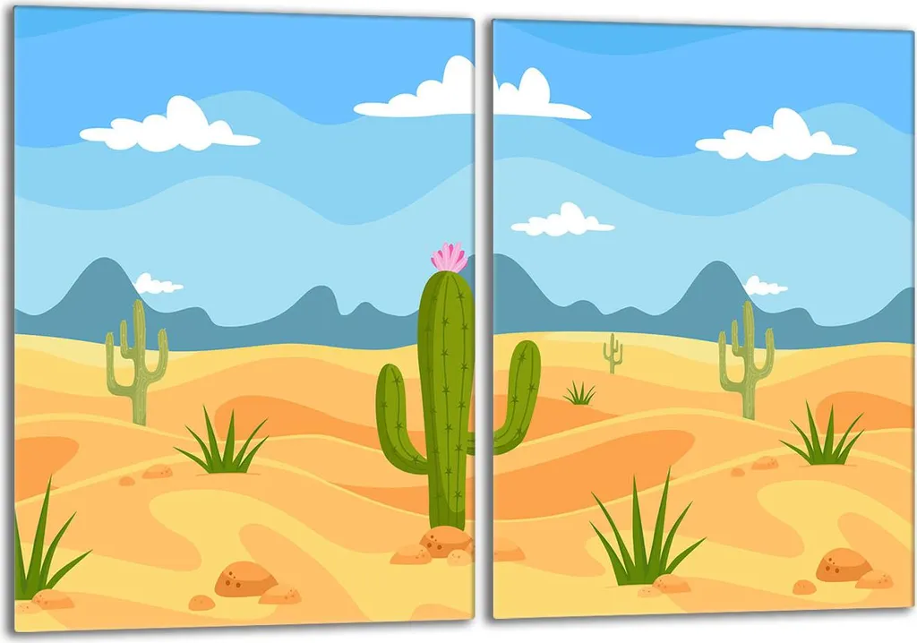 Set di piastre di copertura per piano cottura 2x40x52 cm in vetroceramica, montagne di cactus