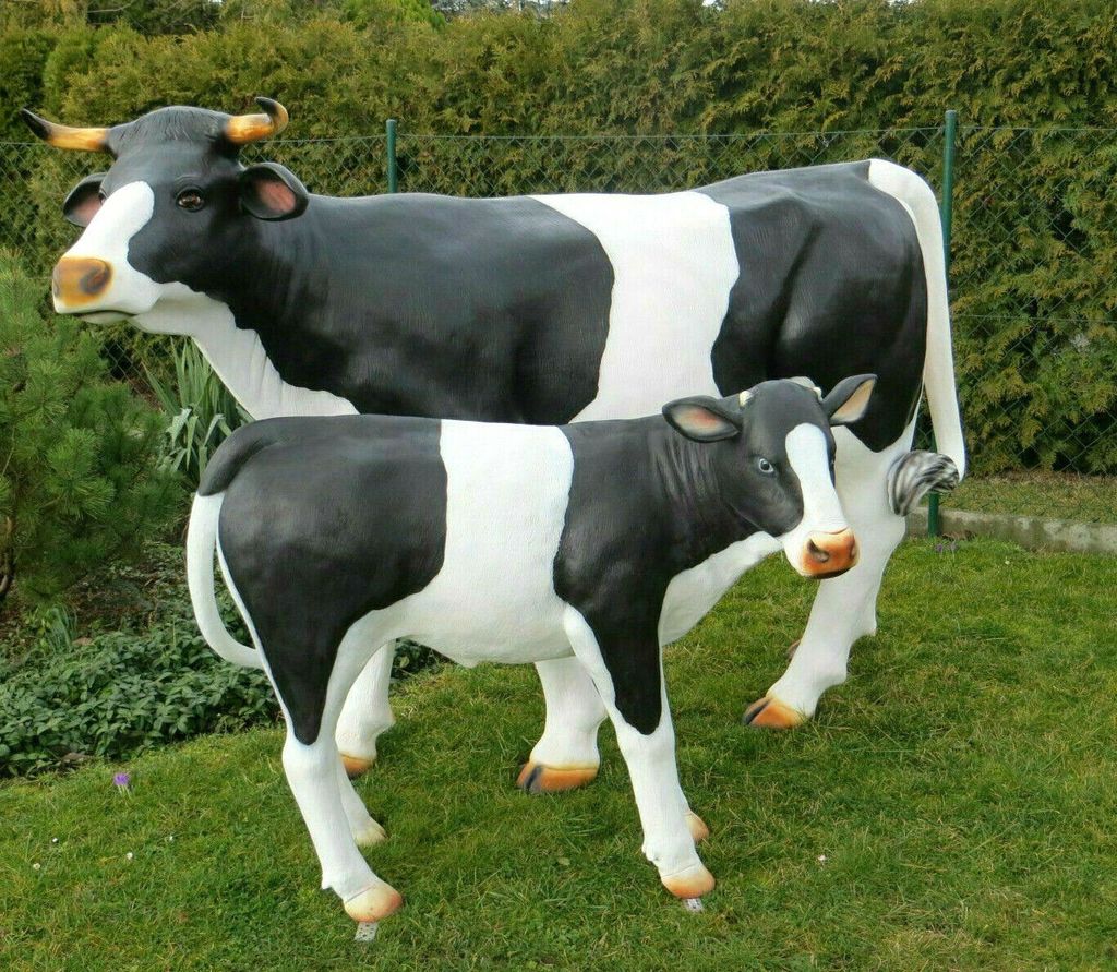XXL Premium Kuh+Kalb SET lebensgross ca. 230cm Garten Deko Figur lebensecht