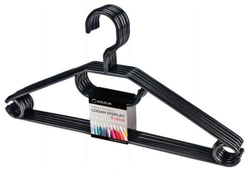 Appendiabiti rotanti in plastica 5 pezzi Logan Immagine del prodotto 