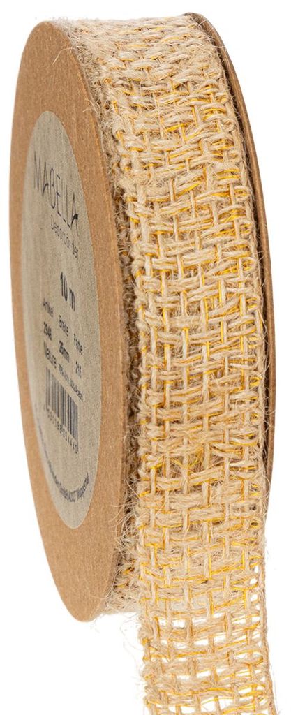 Dekoband Jute Gelb Natur 25mm - Rustikale Dekoration 10m lang für kreative Bastelideen und Geschenkverpackung