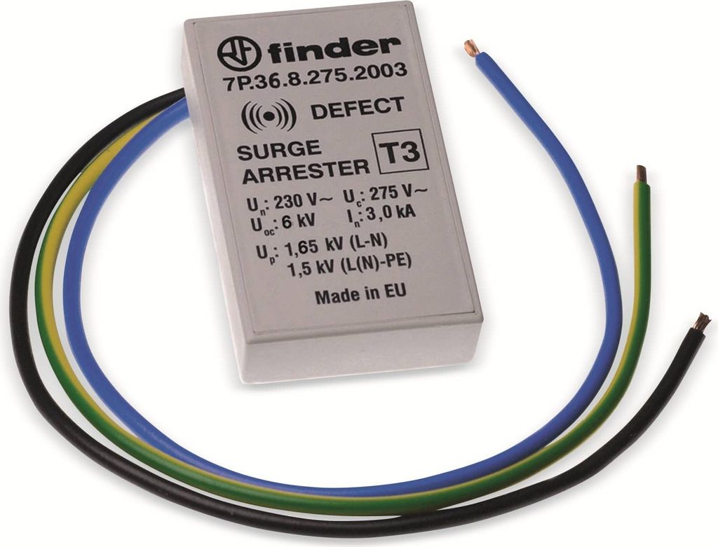 Finder Einbau-Überspannungsschutz Überspannungsschutz für: Abzweigdosen 7P.36.8.275.2003 3 kA (7P.36.8.275.2003)
