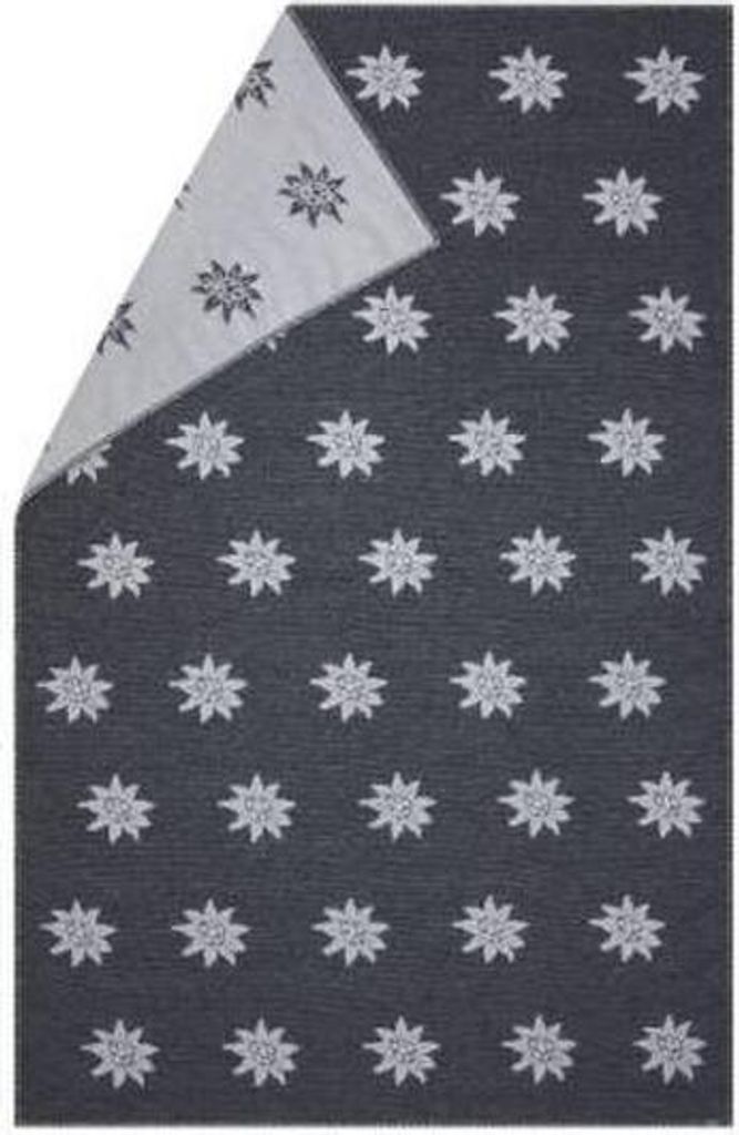 A folded blanket with a star pattern.