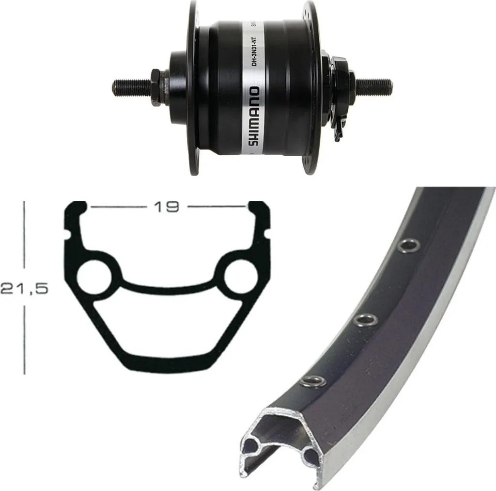 Roue avant Contec Classic Z19 Shimano DH-C3000 Dynamo moyeu 28 pouces