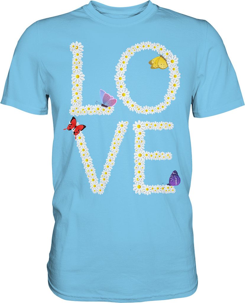 Love Gänseblumen Frauen Schmetterling T-Shirt – Sky Blue / Produktbild 
