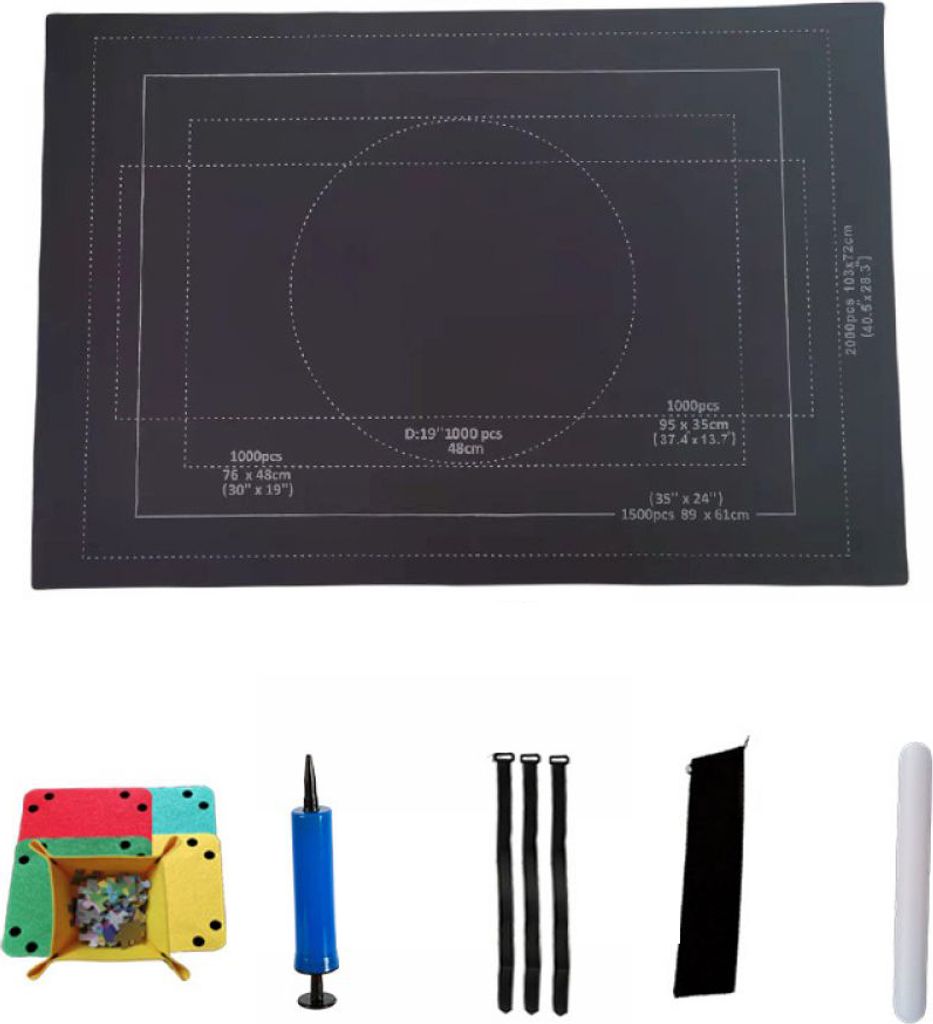 Puzzlematte Profi Puzzlerolle Puzzleunterlage Filzmatte für 1000er/1500er/2000er Puzzle (Schwarz)