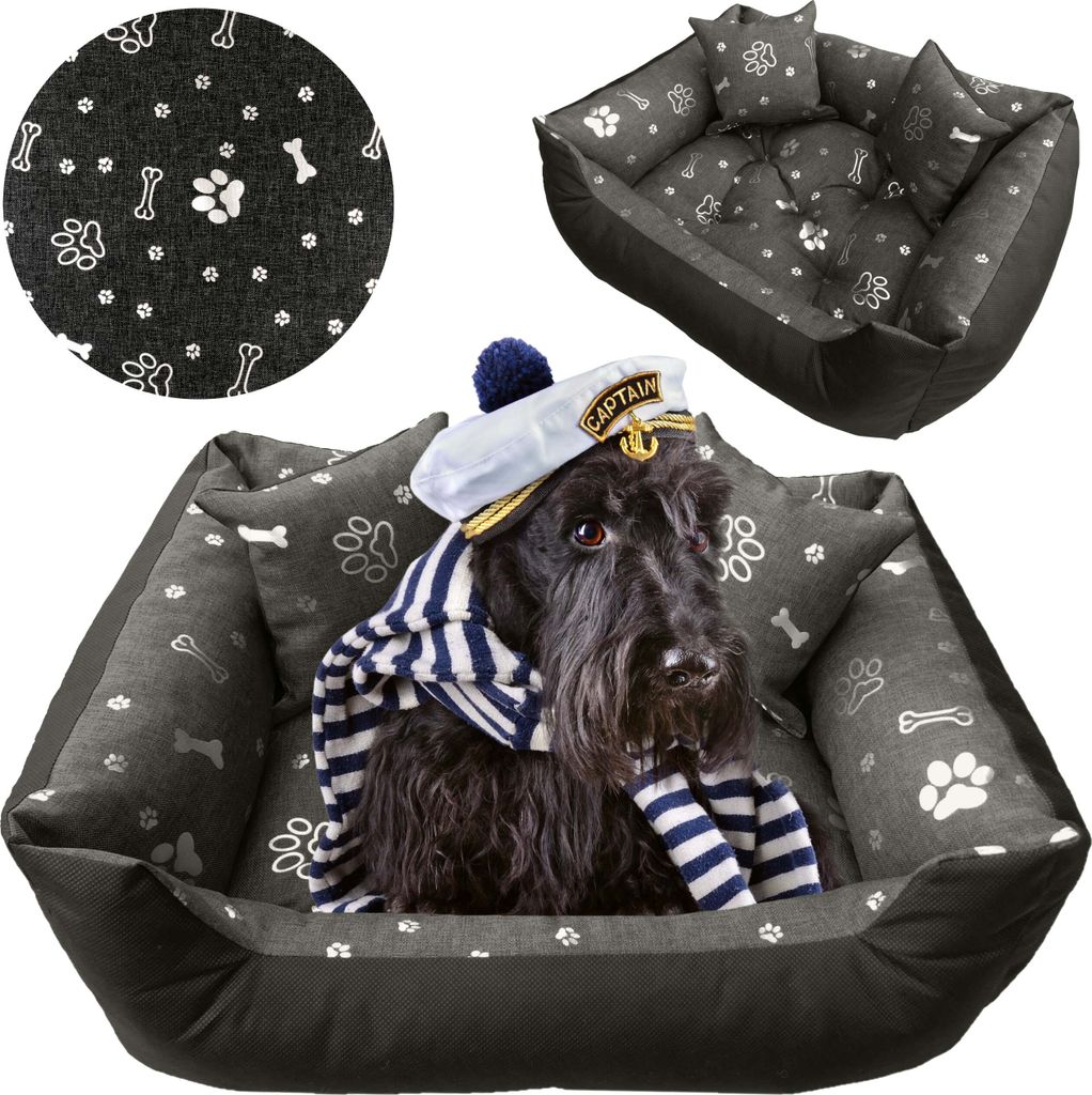 Hundebett Katzenbett 100x75 Cm Hundekissen Hundesofa Hundekorb Hundecouch Sofa Knochen Silber