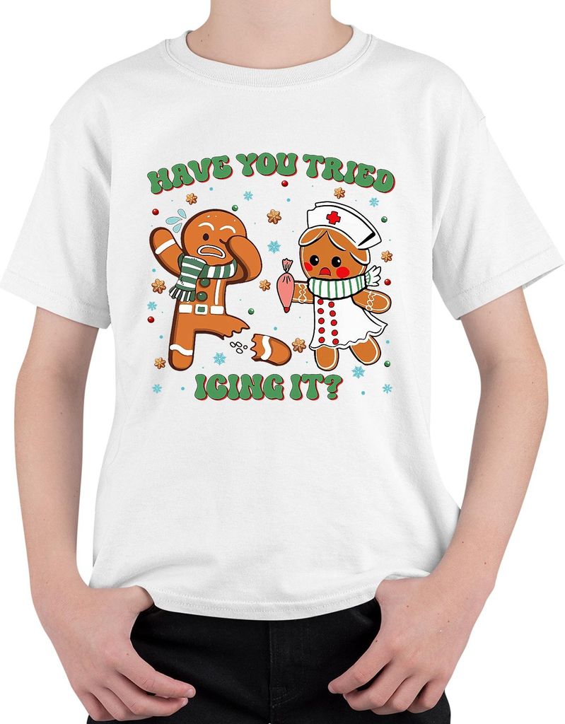 Christmas Gingerbread Nurse Cookie Have You Tried Icing It Uni Kinder T-Shirt, Weiß, 128