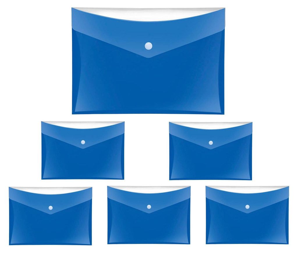 6 Dokumentenmappen, DIN A5-Format, blau, aus PP-Folie