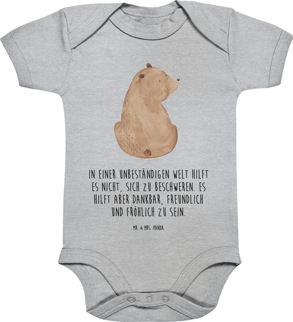 Mr. & Mrs. Panda overall baby Bär Schulterblick 1. - 3. Monat - Heather Grey - Geschenk, babykleidung body, Bären, Strampler, Babystrampler, Welt...