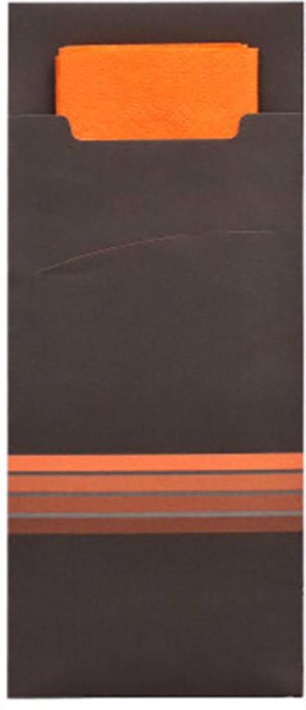 Bestecktaschen 20 cm x 8,5 cm schwarz/orange "Stripes" Produktbild 