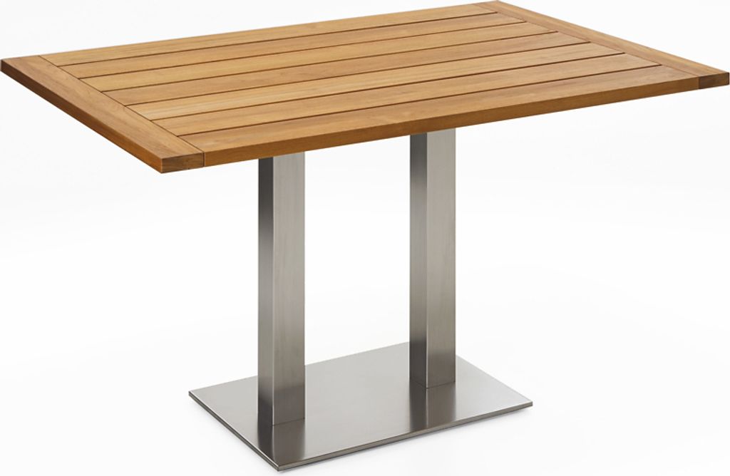 Gartentisch Bistrox 140x95 Tischplatte Teak Geölt Gestell Edelstahl Gebürstet