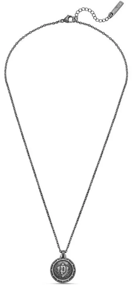 Collier d'armoiries PEAGN0023301 pour homme en acier gris anthracite