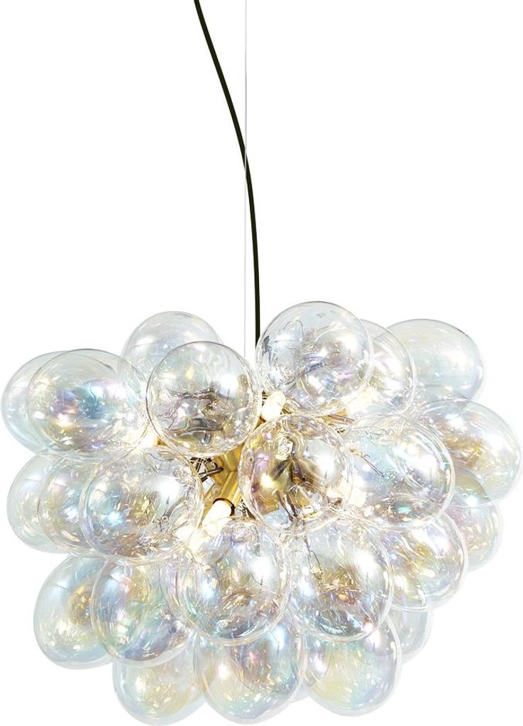 QAZQA - Art Deco Art-Deco-Hängelampe I Pendellampe I Pendelleuchte Gold I Messing mit Regenbogen-Glas 50cm 8-flammig - Uvas I Wohnzimmer I Schlafz...