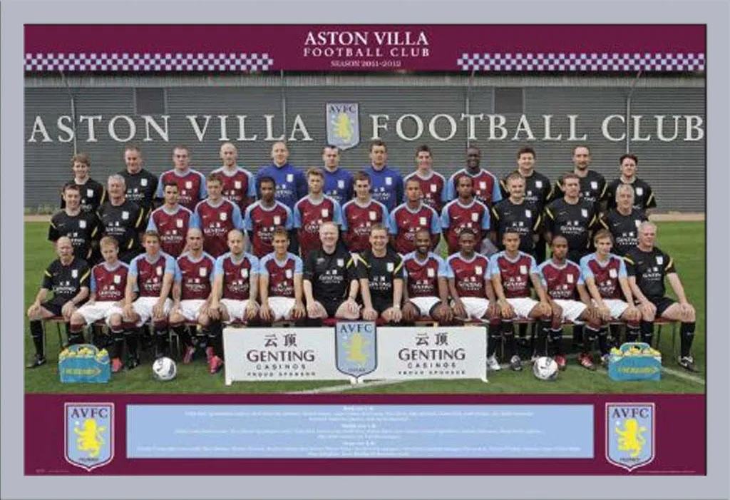 Cornice Shinsuke Argento con Poster Squadra Aston Villa 11/12 91x61