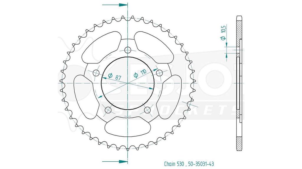 Esjot Kettenrad 530 47Z Stahl Silber